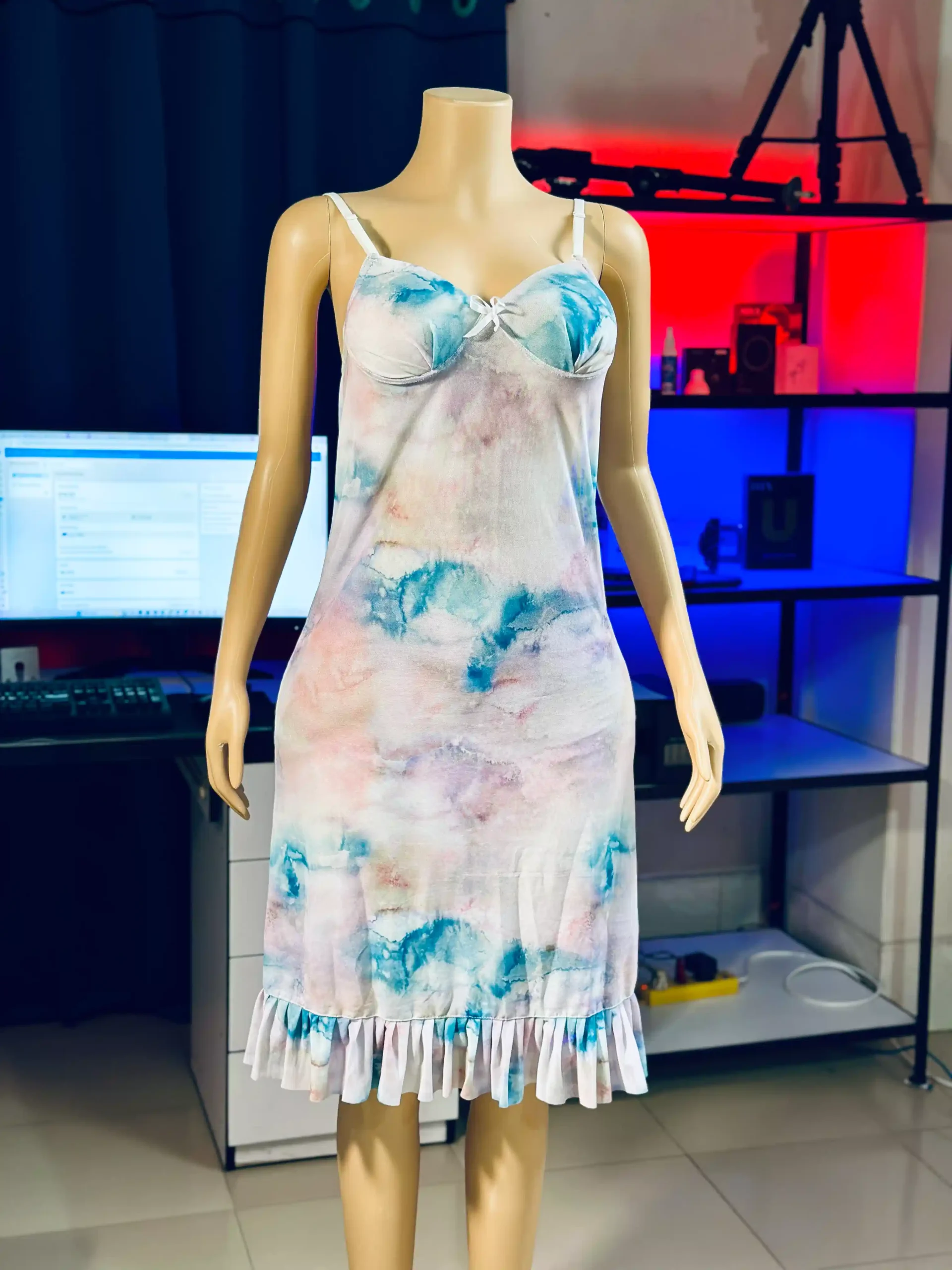 IMG_8422.JPG Net Self Design Ladies Light Print Night Dress - Image 1