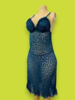 Net Self Design Ladies Blue Night Dress - Image 2