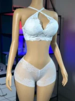 Comfortable Foam Net Bra & Panty Set  - white color