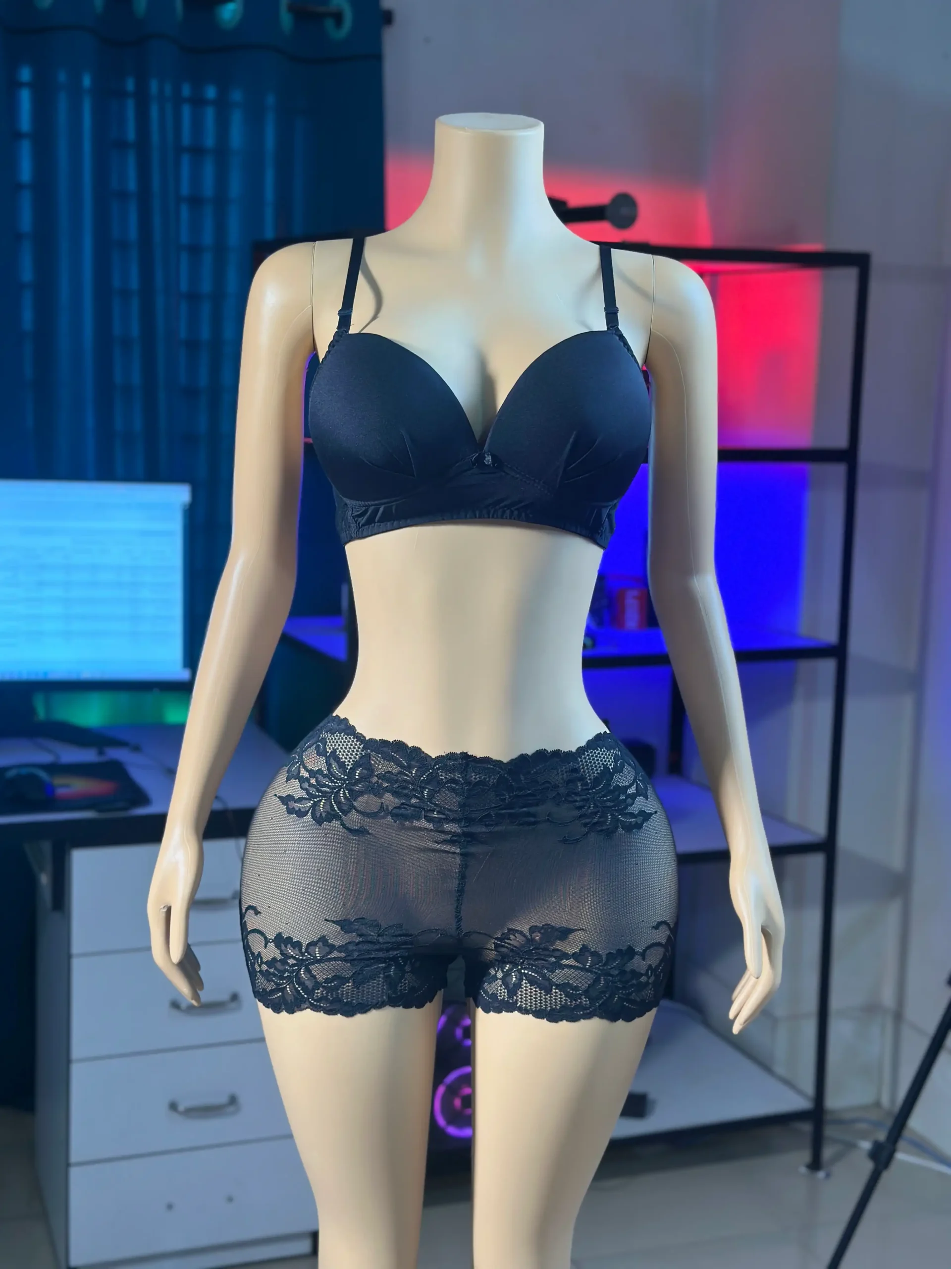 IMG_8835.JPG Comfortable Foam Net Bra & Panty Set - (Black solid ) - Image 1