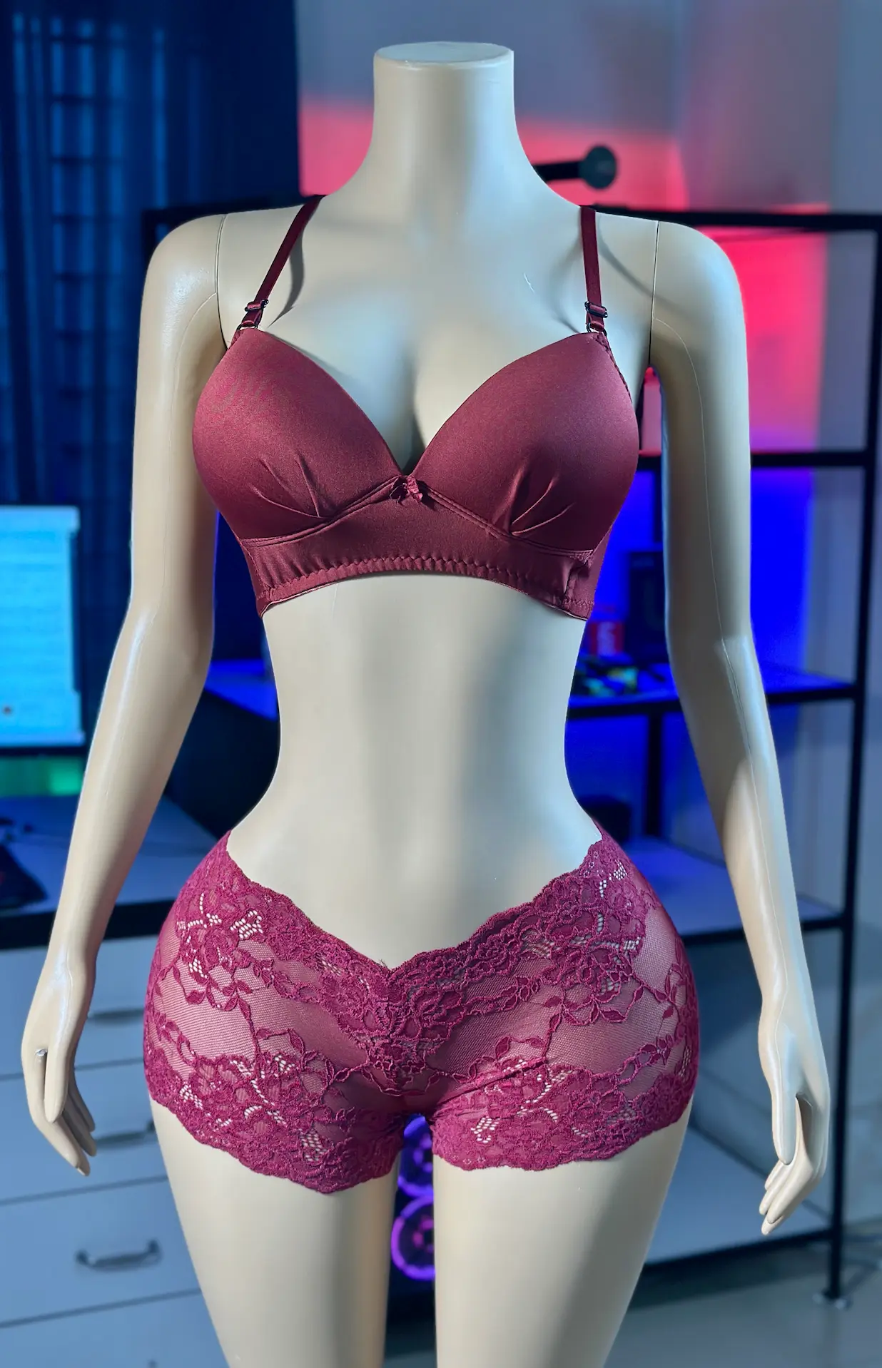 IMG_8863.JPG Comfortable Foam Net Bra & Panty Set - Coffee Color (solid) - Image 1